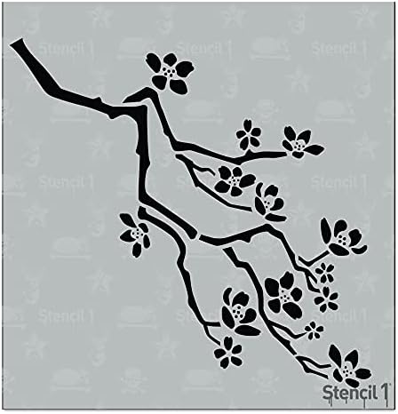 Estêncil1 estênceis de flor de cerejeira 5,75 x 6 polegadas | Flora surrada romântica para pintar em camisetas, parede, papel, canecas,
