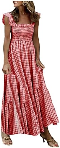 Vestidos de cinta de espaguete para mulheres boêmios de vestido de vestidos de tamanho rétrono, vestidos de verão fofos