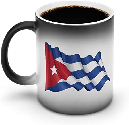 Cuba Flag Creative Descoloração Cerâmica Chefe de café Caneca de calor engraçada para o escritório em casa