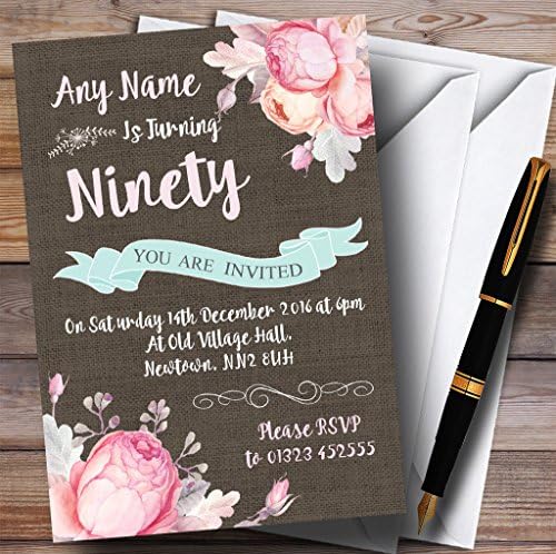 Vintage Style Floral 90th Personalized Birthday Party convites