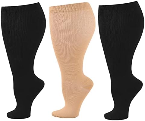 Meias de compressão de bezerro largo Zingso para homens, 2 pares mais tamanho de tamanho extra de tamanho grande meias meias reduz