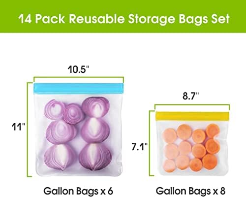 LFHHT Bolsas de ziplock reutilizáveis ​​Salvões de prato de silicone Sacos de congeladores de galão reutilizáveis