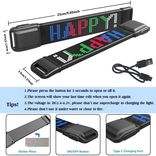 Luz de sinal de LED, painel do LED 9 x 1,5 polegada LED Luz de decoração com controle de aplicativo Bluetooth, sinal de