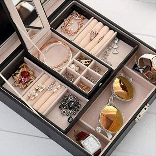 Caixa de jóias xjjzs caixa de jóias ， caixa de jóias para mulheres organizador de jóias, 2 camadas - caixas de jóias exibem suporte de jóias de estojos para meninas cinza