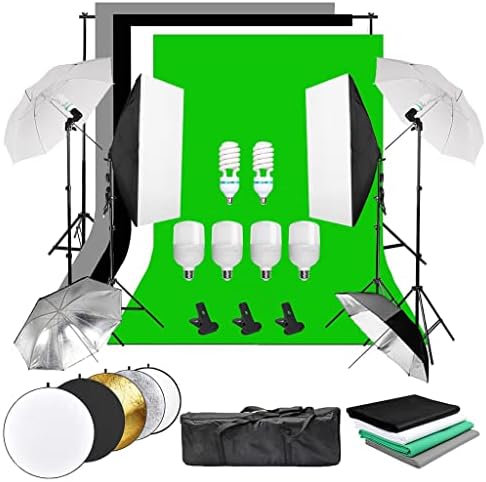 TJLSS Photo Studio Softbox Umbrella Iluminação Kit de suporte de fundo suporte 4 pano de fundo