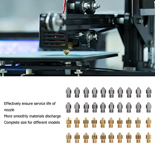 Bocal de impressora 3D, bocais de aço inoxidável e extrusora de aço de bronze da superfície de contato suave 52pcs com