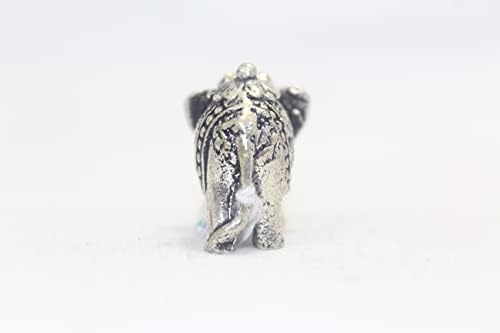 Rajasthan Gems Indiano Elefante Fatueta Hindu estátua 70% Decoração de casa de prata pura Good Luck B367