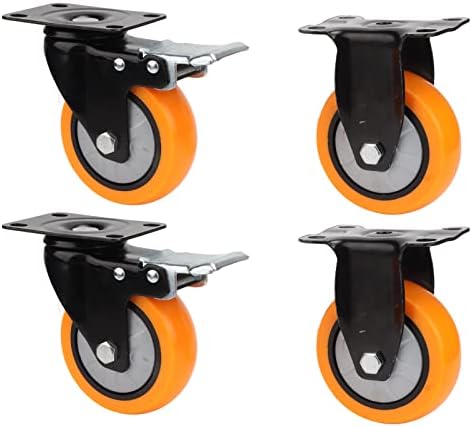 4pcs rodas de rodas pesadas rodas PVC Roda de 360 ​​graus giratória giratória de travamento duplo com freio para carrinhos