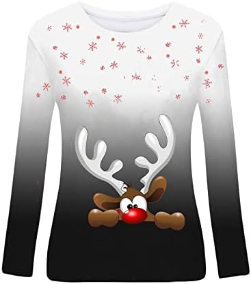 Sexy Tops de outono para mulheres Crewneck Camisas Feliz Christmas Classic Liew Fit Long Christmas Sweaters for Women