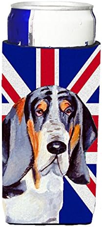 Tesouros de Caroline LH9479MUK Basset Hound com a bandeira britânica da Union Jack British Ultra Hugger para latas