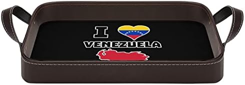 Eu amo a bandeja decorativa de couro Venezuela