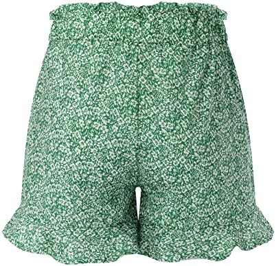 Shorts casuais de verão para mulheres com cintura alta de cintura larga shorts de ginástica listras estampas de estampa de praia respirável com bolsos