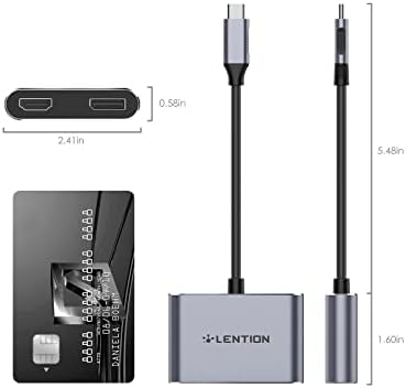 LENTÇÃO USB C TO HDMI & DisplayPort Adaptador 4K@60Hz, divisor HDMI para monitores duplos Exibição estendida, suporta até dois 4K a 30Hz, novo Mac, superfície, mais, driver estável certificado