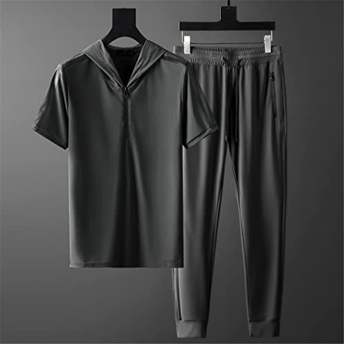 Summer Mens Mens Camiseta + Pants Define Luxury Capuz de Manga Curta Treno Slim Fit Sport Casual Sets Plus Siz