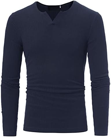 Jeke-DG Men Coubre a cor sólida Músculo interno superior de manga longa e confortável camiseta casual Crewneck Sweater de