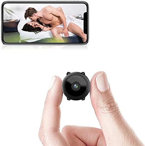 Câmera de espião Mini Câmera Wi-Fi Hidden HD 1080p com Visão noturna de áudio e detecção de movimento, câmera de vigilância de babá com aplicativo de telefone de feed ao vivo, bateria embutida, segurança interna de escritório em casa, preto, preto