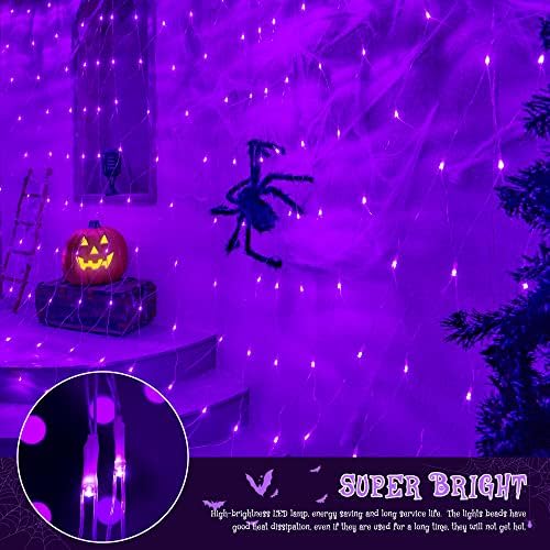 Luzes de cordas de rede de jardim oopswow, Halloween Twinkle Luzes de fadas decorativas de Halloween 192LE