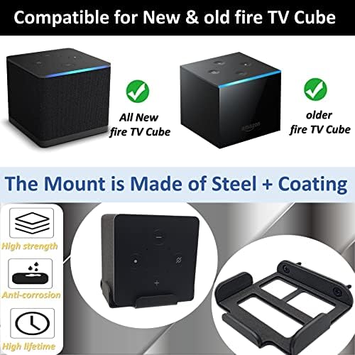 Montagem de parede de metal para Fire TV Cube 2022 Lançado, suporte de metal seguro para Fire TV Cube, suporte de aço robusto com cubo de TV de Fire Fire de Fire, mobília, teto, teto