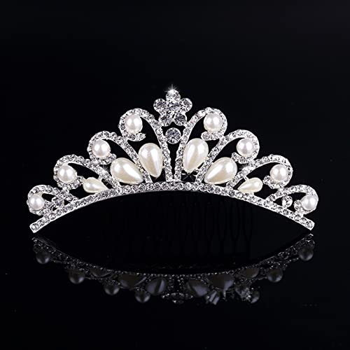Lyellfe 6 Girls Pack Tiara Crown, Silver Crystal Tiaras e coroas com pente, elegante Princesa Queen Rhinestone Acessórios de