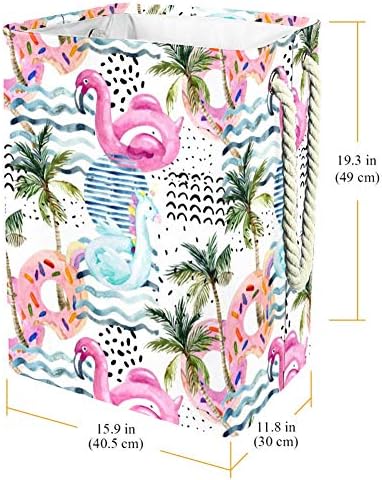 UNICEY Aquarela flutua palmeiras de palmeiras Flamingo Donut grande caixa de armazenamento para banheiro, quarto,