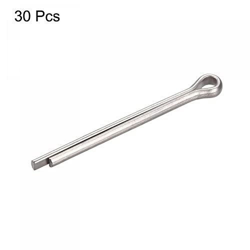 UXCELL SPLIT COTTER PIN, 3mm x 30mm de ajuste de clipe de aço inoxidável para automotivo, mecânica, tom de prata, 30pcs