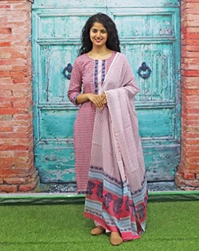 PEEGLI INDIAN CLOGON MANTLL BLOCK PRIM KURTA STILE COM PANT e DUPATTA SET