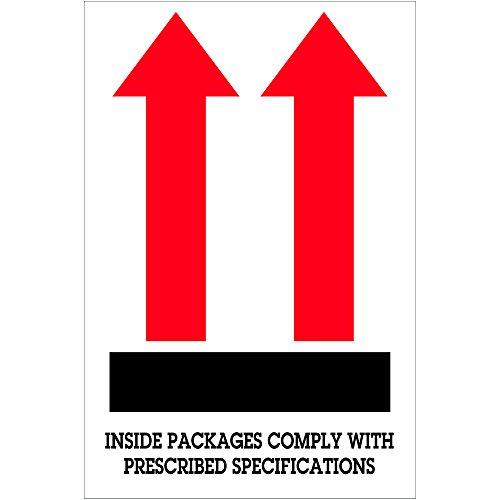 Caixa EUA BDL1480 Lógica de fita rótulos, pacotes internos em conformidade ... , Arrow, 4 x 6 , vermelho/branco/preto