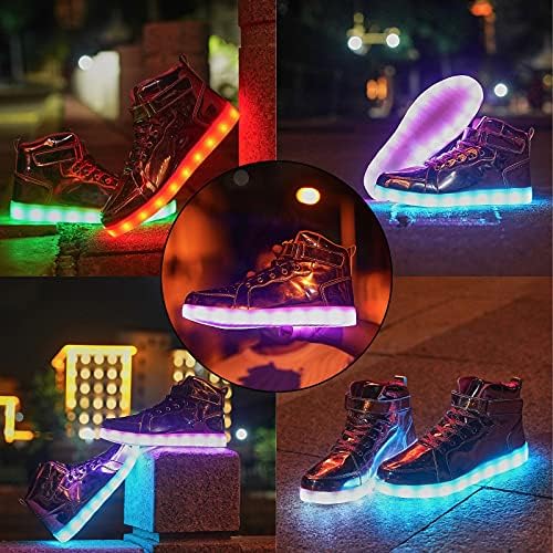 Yiqizq LED Sapatos iluminados tênis de top high para homens homens de hip-hop sapatos para a festa de natal do Halloween com cobrança