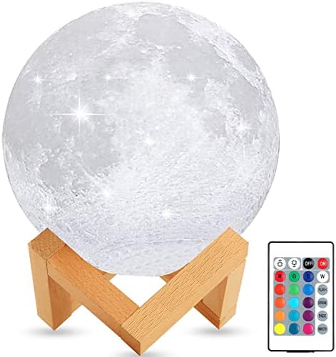 Lâmpada de lua com 16 cores Light Light Night Light com tempo definindo toque com controle remoto e lâmpadas de luz de impressão