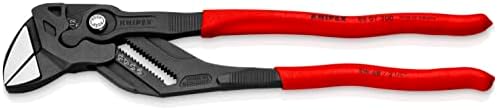 Knipex Pliers Chaves Chaves e uma chave inglesa em uma única ferramenta cinza atribuída, com revestimento de plástico não