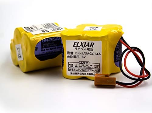 ELXJAR BR-2/3AGCT4A 6V 4400mAH Bateria de substituição para Panasonic Fanuc A98L-0031-0025, Custom-107, shs749, ALIT0138, LIT0138