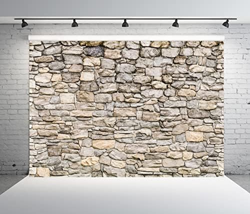 BELECO 12x8ft Tecido Grey Brick Stone Parede de pedra Rock Pedras de videoconferência Antecedentes