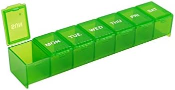 Ezy Dose semanal Organizador da pílula, caixa de vitaminas e medicina, pequenos compartimentos, cor podem variar