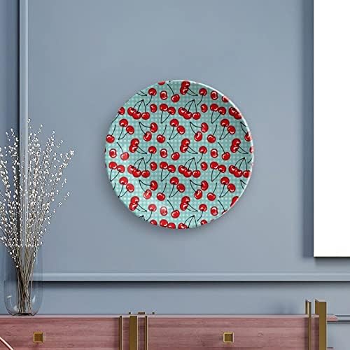 Placa decorativa da China Vintage de fruta cereja com exibição Decoração de casa de presente de placa fofa