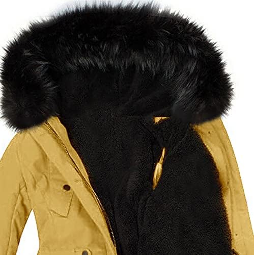 Casaco de inverno longo e feminino com capuz engrossar, com zíper completo de pecapão parka casaco de algodão de lã quente com bolso