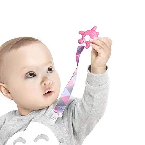 Clipes de chupeta de bebê Habadeer Girls 4 Pack Pacifiers Universal, brinquedos de dentição, babadores
