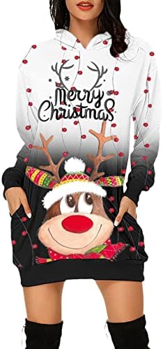 Moletom de Natal Amiley - Impressão de Natal Camisas de manga longa Plus Tamanho do inverno Casual feminino Tops de Natal casual