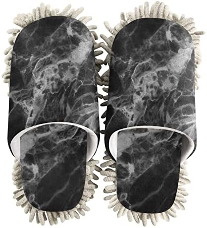 Chinelos de mármore preto swadaza para mulher, conforto lavável lavável chinelos chenille chinelos chinelos de limpeza de sapatos de