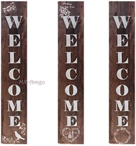 MX-AMIGO 24 PCS/SET: Grandes estênceis de placas de boas-vindas-Sinal de boas-vindas da decoração de layout da cena