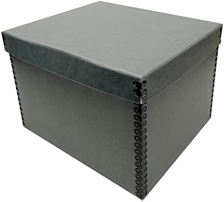 Lineco, caixa de armazenamento de registro azul/cinza 12 x15 x10 . Arquivo ACOD FREE com borda de metal. Proteção