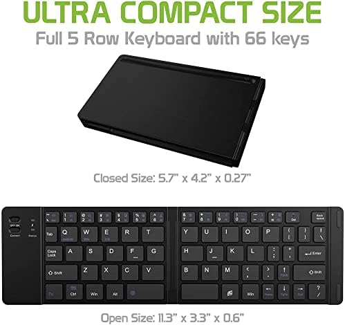 Funciona da Cellet Ultra Slim Folding Wireless Bluetooth Keyboard Compatível com a Sony C5502 com HoldSand de telefone -