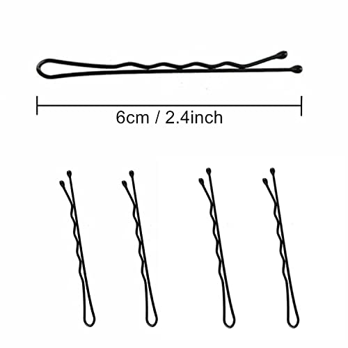 LLTGMV Bobby pinos, 100 contagem de cabelo preto Hairpins para mulheres garotas garotas Cabelo pino invisível onda