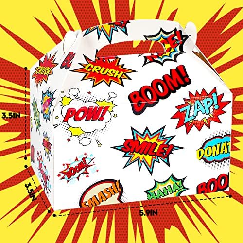 Hero Party Favor Boxes 24 PCs HERO ACTION SIGN CAIXAS DE TRATAMENTO DE TEMPO DE TRATO DE CANDY Candy Bolsas de papelão Goody Perfect for Kids Cartoons Hero -Teatro Gar