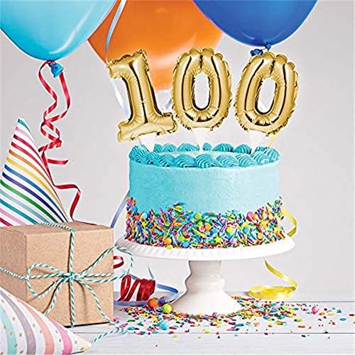 Topper de bolo de balão de conversão criativo, 100, 5 x 3 3/4, ouro