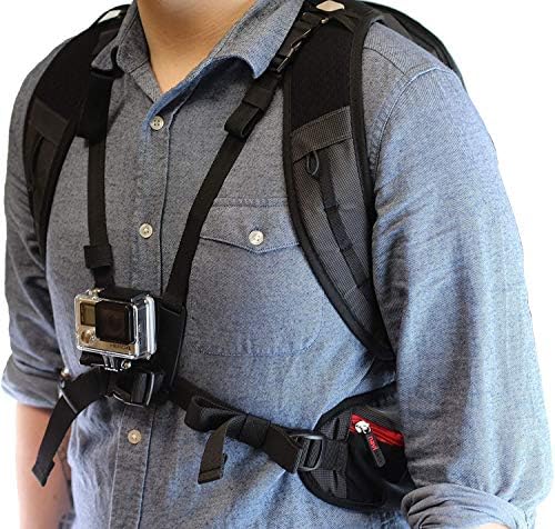 Backpack da câmera de ação da Navitech e kit de combinação de acessórios 8 em 1 com cinta de tórax integrada-compatível com a câmera de ação SJCAM SJ4000X
