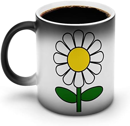 Daisy Flower Creative Descoloração Cerâmica Chefe de café Caneca de calor engraçada para o escritório em casa