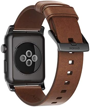 Nomad Modern Band for Apple Watch 44mm/42mm | Couro marrom rústico | Hardware preto