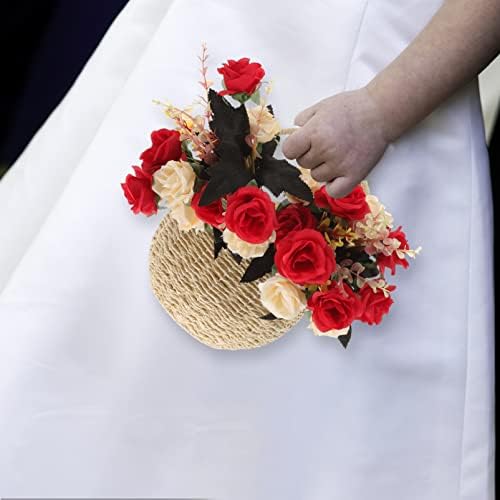 Cesto de armazenamento à mão de cesta de flores de vime da abofan com alça de ovos de orelha de coelho cesta de doces para a decoração da casa de festa de casamento de Páscoa