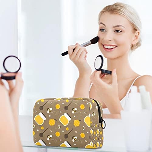 Bolsa de maquiagem tbouobt bolsa de bolsa cosmética bolsa bolsa com zíper, abelha de desenho animado e mel