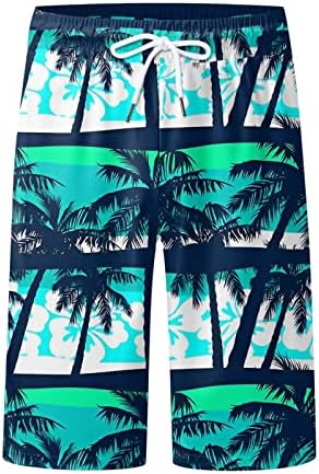 Guobioziy Men's Summer Printing Beach Casual curto shorts de moda solta Tether Pocket Pocket Board de verão shorts masculinos